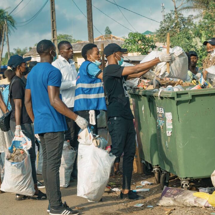 Emptying trash bags